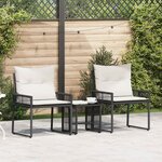 vidaXL Ensemble de meubles d'extérieur 7 Pièces Noir et blanc crème