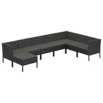 vidaXL Salon de jardin 8 Pièces avec coussins résine tressée noir