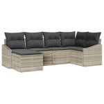 vidaXL Ensemble de salle à manger de jardin 6 pièces avec coussins en poly rattan gris clair