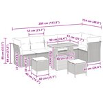 Ensemble de Sofa de Jardin 9 Pièces vidaXL avec Coussins Noir Poly Rotin Acacia