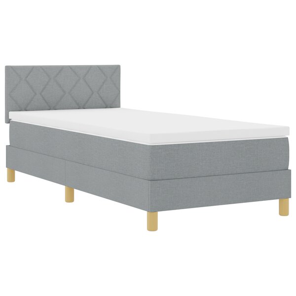 vidaXL Lit à ressort avec matelas gris clair 100x200 cm en tissu