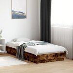 vidaXL Cadre de lit sans matelas avec lumières LED chêne fumé 75x190cm