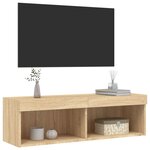 vidaXL Meuble TV avec lumières LED chêne sonoma 100x30x30 cm