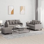 vidaXL Ensemble de canapés 3 Pièces avec coussins Taupe Tissu