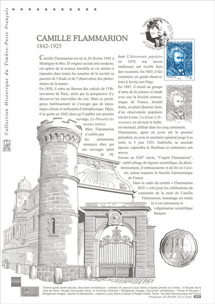 Document philatélique - Camille Flammarion (1842-1925)