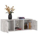vidaXL Meuble TV Béton 88 5x27 5x30 5 cm Bois d’ingénierie