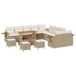 vidaXL Ensemble de canapé de jardin 18 Pièces Beige et crème polyrotin