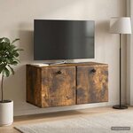 vidaXL Meuble TV mural 59 5 x 31 x 30 cm Chêne fumé Bois d'ingénierie