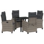 vidaXL Ensemble de jardin de 5 pièces avec coussins Gris Poly Rattan