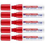 Marqueur Craie Liquide 4090 Verre Fenêtre Ardoise Rouge Pointe Biseautée 4-15 mm x 5 EDDING