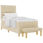 vidaXL Lit à ressorts avec tête de lit Crème 200 x 90 cm tissu
