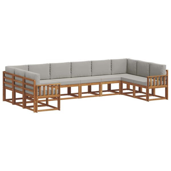 vidaXL Ensemble de canapés d'extérieur 10 pc Gris Naturel et Clair