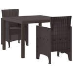 vidaXL Ensemble de salle à manger pour jardin 3 Pièces Marron Rattan Polt