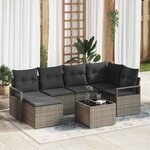 vidaXL Ensemble de canapé de jardin 7 Pièces Gris Poly rotin
