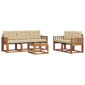 vidaXL Ensemble de canapés d'extérieur 6 pc Naturel et Beige