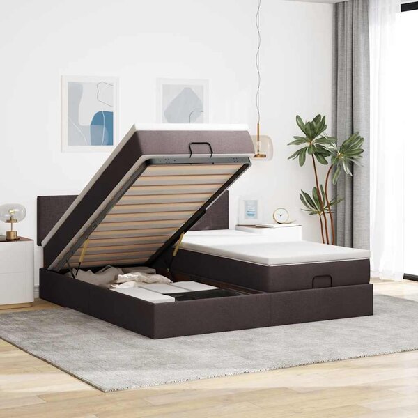 VidaXL Cadre de lit ottoman avec matelas marron foncé 200x200 cm tissu