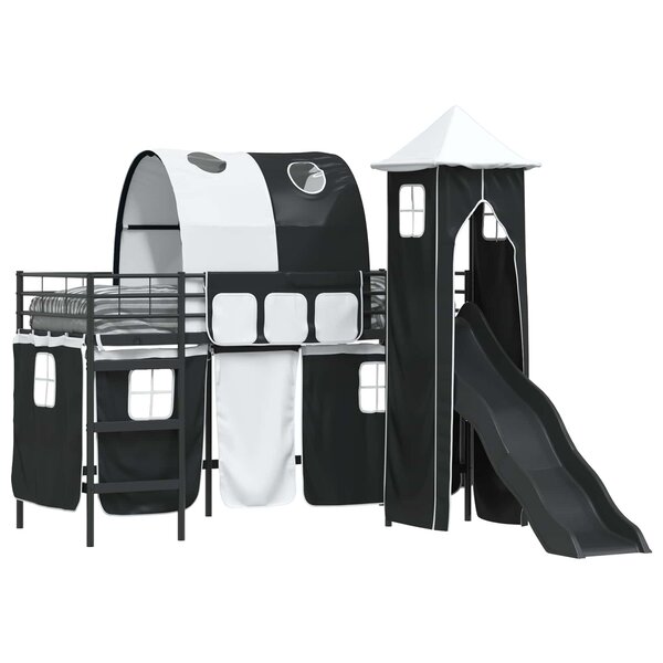 vidaXL Lit mezzanine pour enfants Noir 90 x 190 cm Métал