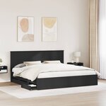 vidaXL Cadre de lit avec tiroir Noir 200 x 200 cm Bois Ingénierie
