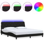 vidaXL Cadre de lit avec LED sans matelas noir 180x200 cm tissu