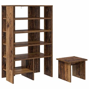 vidaXL Cabinet à chaussures 2 Pièces Bois ancien Bois d'ingénierie