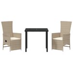 vidaXL Ensemble de salle à manger de jardin 3 pièces avec coussins  Beige poly rattan