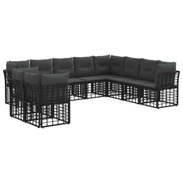 vidaXL Ensemble de canapés d'extérieur Noir Polyester