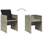 vidaXL Chaises de jardin avec coussins lot de 4 gris clair poly rotin