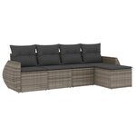 vidaXL Salon de jardin 5 Pièces avec coussins gris résine tressée