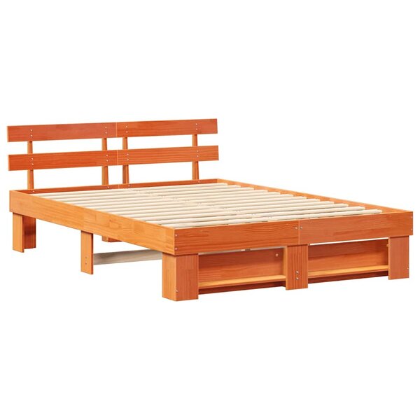 vidaXL Cadre de lit Marron cire 160 x 200 cm Bois massif en pin