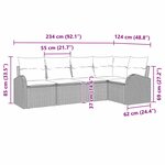 vidaXL Ensemble de canapé de jardin avec coussin 5 Pièces Noir Poly rotin