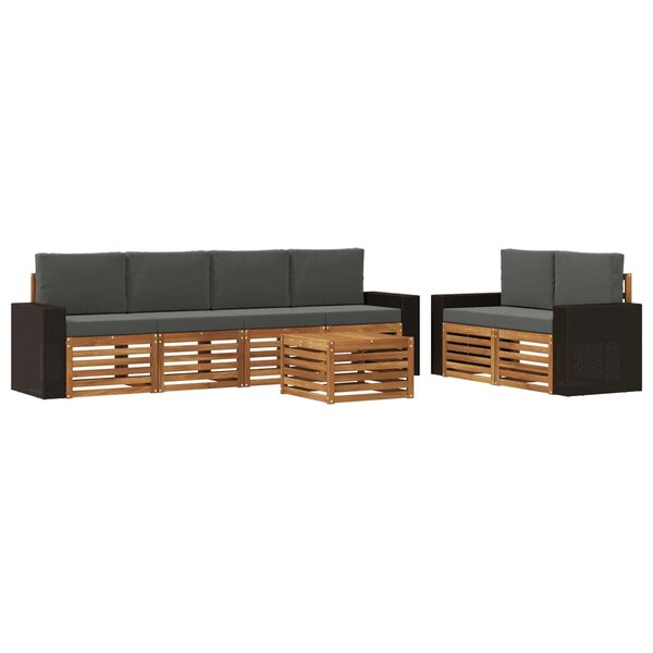 vidaXL Ensemble de canapés d'extérieur 7 pc Naturel et Anthracite