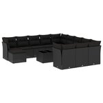 vidaXL Salon de jardin avec coussins 13 Pièces noir résine tressée