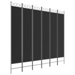 vidaXL Cloison de séparation 6 panneaux Noir 240x220 cm Tissu