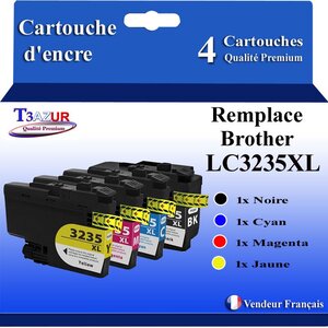 T3AZUR Lot de 4 Cartouches compatibles avec Brother LC3235 XL pour Brother DCP-J1100DW  MFC-J1300DW