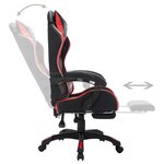 Chaise fauteuil siège pivotante de bureau informatique étude de jeux vidéo avec LED RVB et similicuir rouge 02_0024213