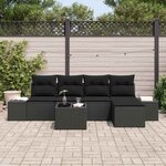 vidaXL Ensemble de canapé de jardin avec coussin 5 Pièces Noir polyrotin