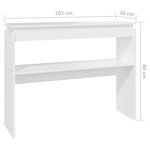 vidaXL Table console blanc 102x30x80 cm bois d'ingénierie