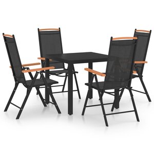 vidaXL Ensemble à manger de jardin 5 Pièces aluminium noir