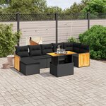 vidaXL Salon de jardin 8 Pièces avec coussins noir résine tressée
