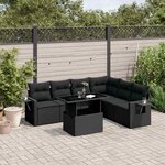 vidaXL Salon de jardin 7 Pièces avec coussins noir résine tressée