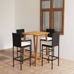 vidaXL Ensemble de bar de jardin avec coussins 5 Pièces Noir