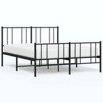 vidaXL Cadre de lit métal sans matelas avec pied de lit noir 120x190cm