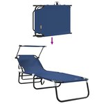 vidaXL Chaise longue pliante avec coussin Bleu 56 x 190 x 81cm tissu