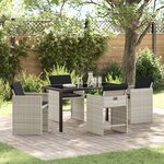 vidaXL Ensemble de salle à manger de jardin 5 pièces avec coussins gris clair en rattan synthétique