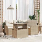 vidaXL Ensemble de canapé de jardin 5 Pièces Beige Poly rotin