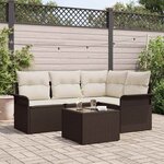 vidaXL Ensemble de canapé de jardin 5 Pièces Marron Poly rotin