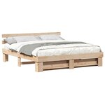 vidaXL Cadre de lit avec tête de lit Marron 200 x 200 cm Pin massif