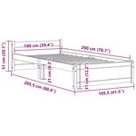 vidaXL Cadre de lit sans matelas bois massif 100x200 cm