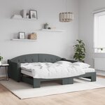 vidaXL Lit de jour avec gigogne et matelas gris foncé 90x190 cm tissu
