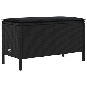 vidaXL Pouf de Jardin avec oreiller Noir 80 x 38 x 45 cm Rotin PE